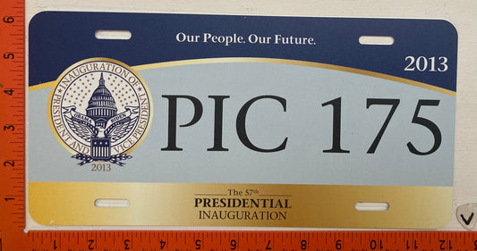 2013 Washington, DC #PIC 175 Presidential Inaugural Passenger License Plate