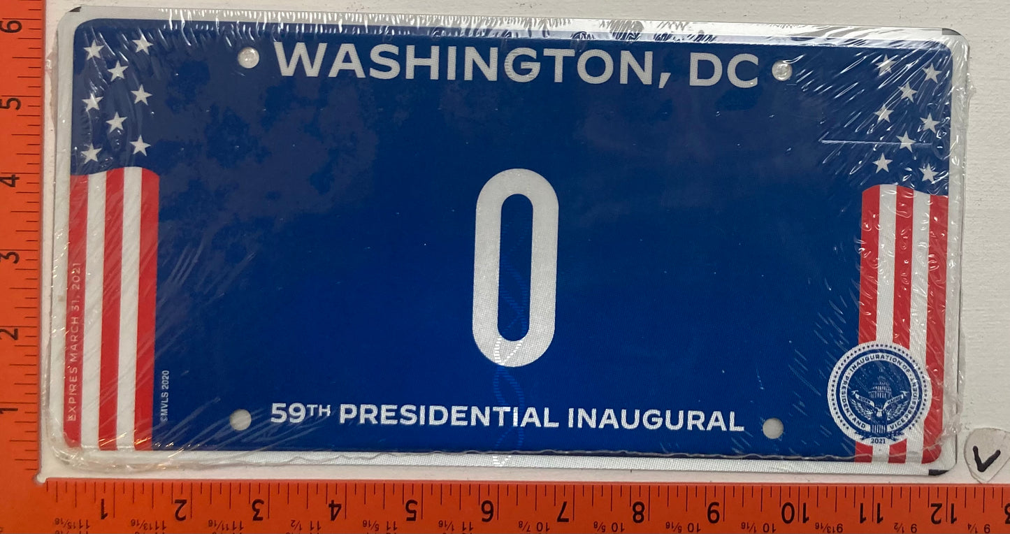 2021 Washington, DC #O Presidential Inaugural Passenger License Plate