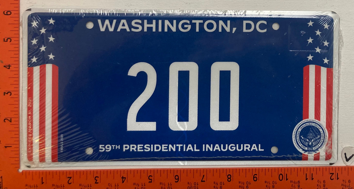 2021 Washington, DC #200 Presidential Inaugural Passenger License Plate