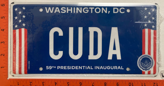 2021 Washington, DC #CUDA Presidential Inaugural Passenger License Plate (Vanity)