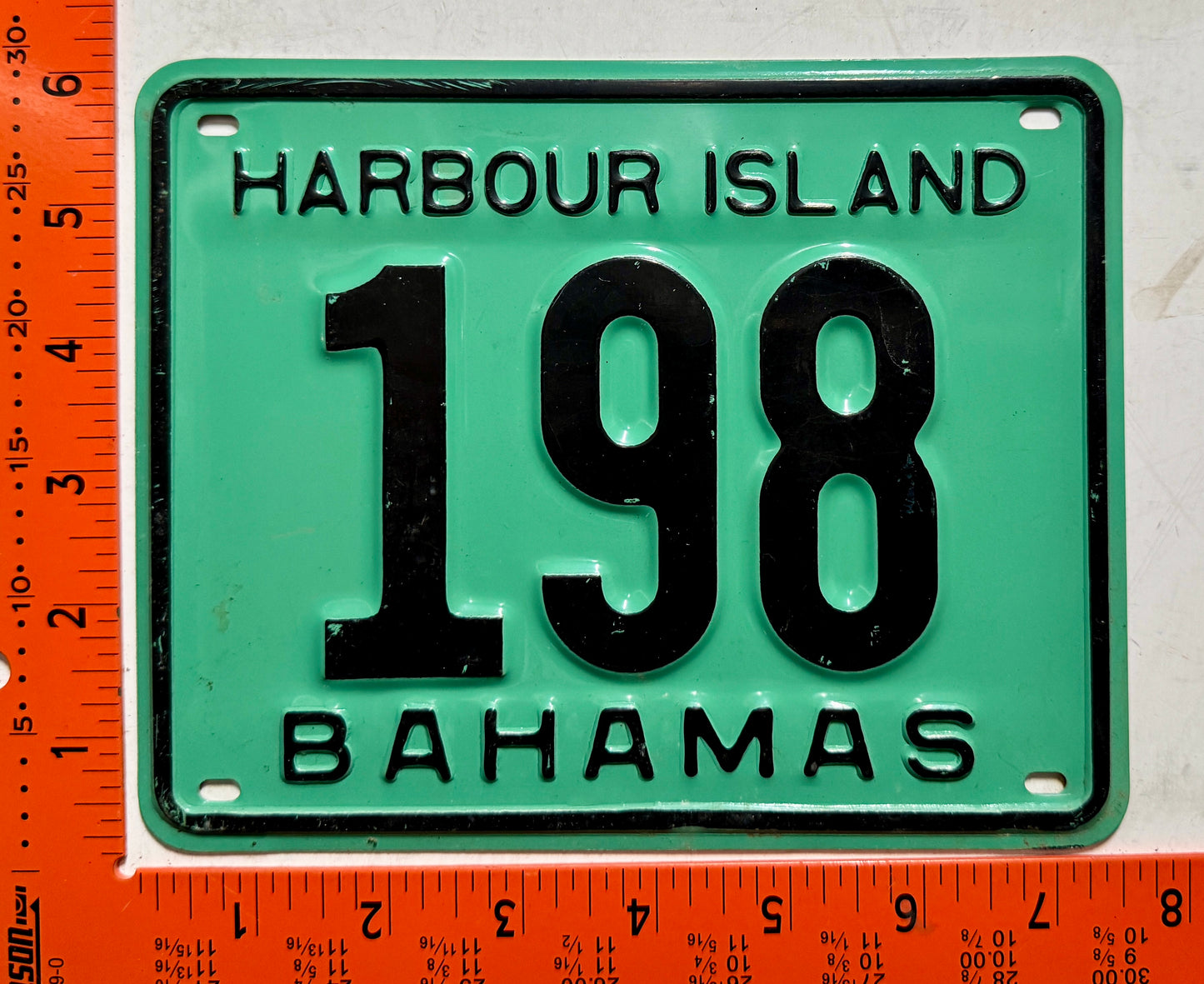 1977 Harbour Island, Bahamas #198 Motorcycle License Plate