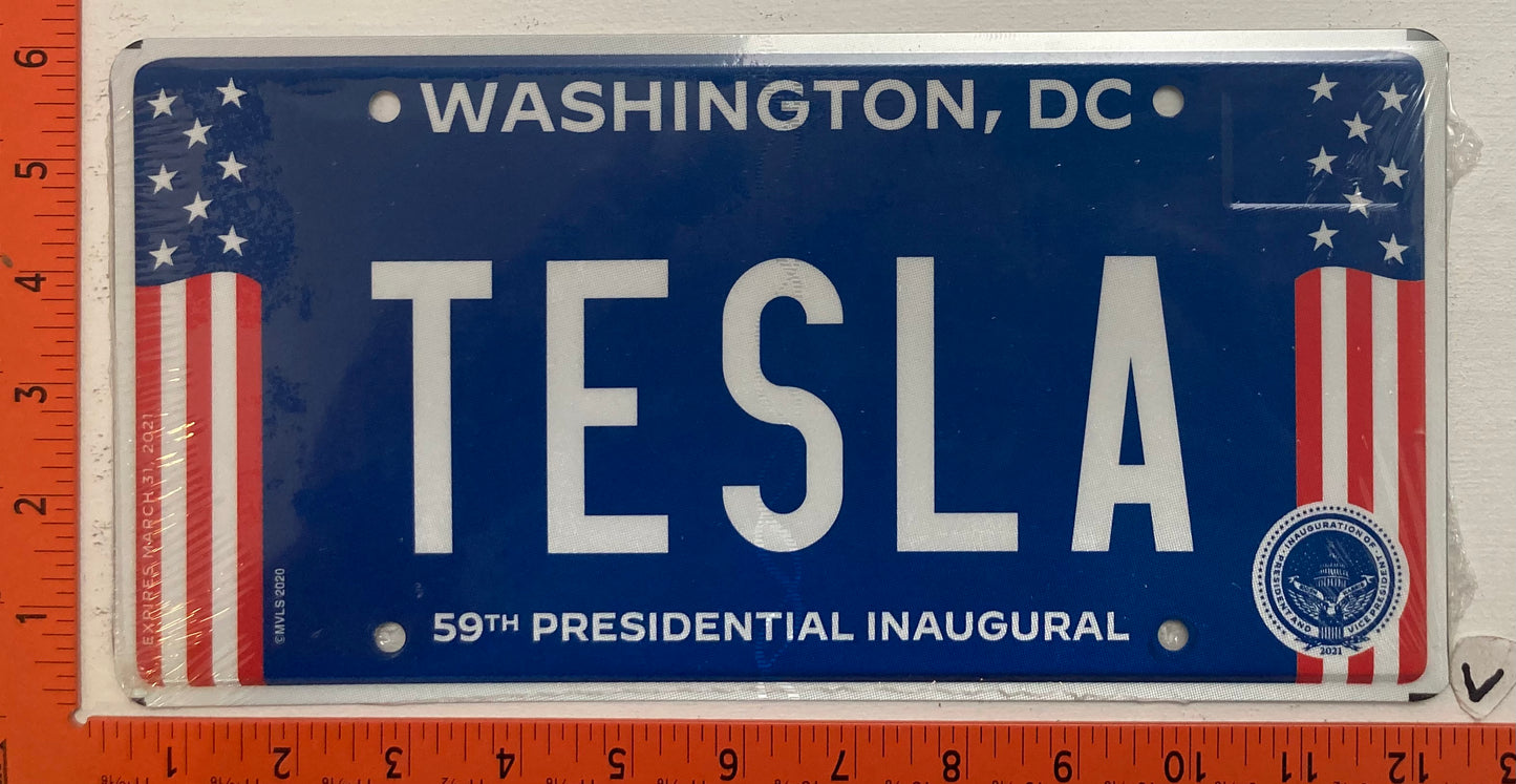 2021 Washington, DC #TESLA Presidential Inaugural Passenger License Plate (Vanity)