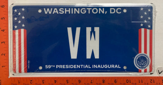 2021 Washington, DC #VW Presidential Inaugural Passenger License Plate (Vanity)