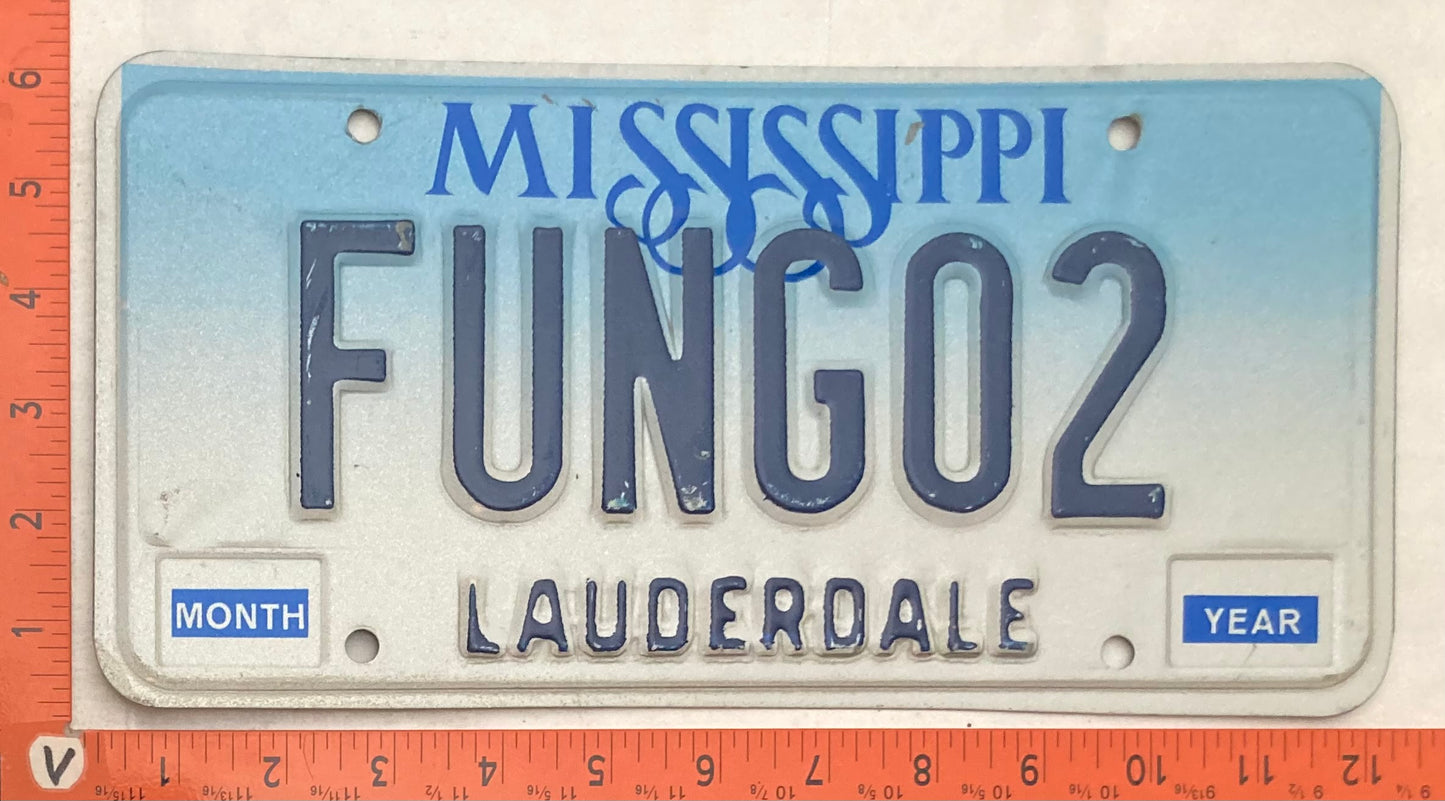 Undated Mississippi #FUNG02 Passenger License Plate (Vanity)