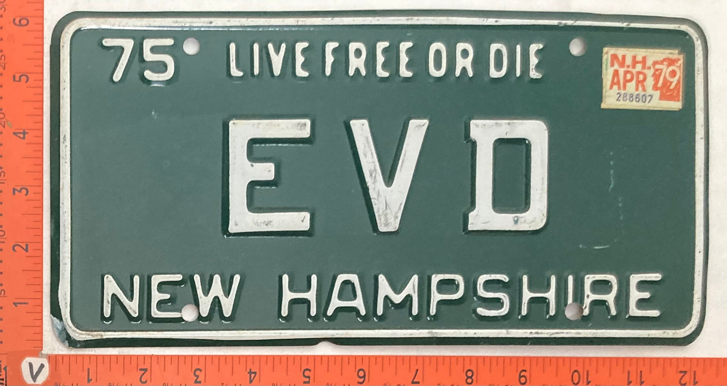 1979 New Hampshire #EVD Passenger License Plate