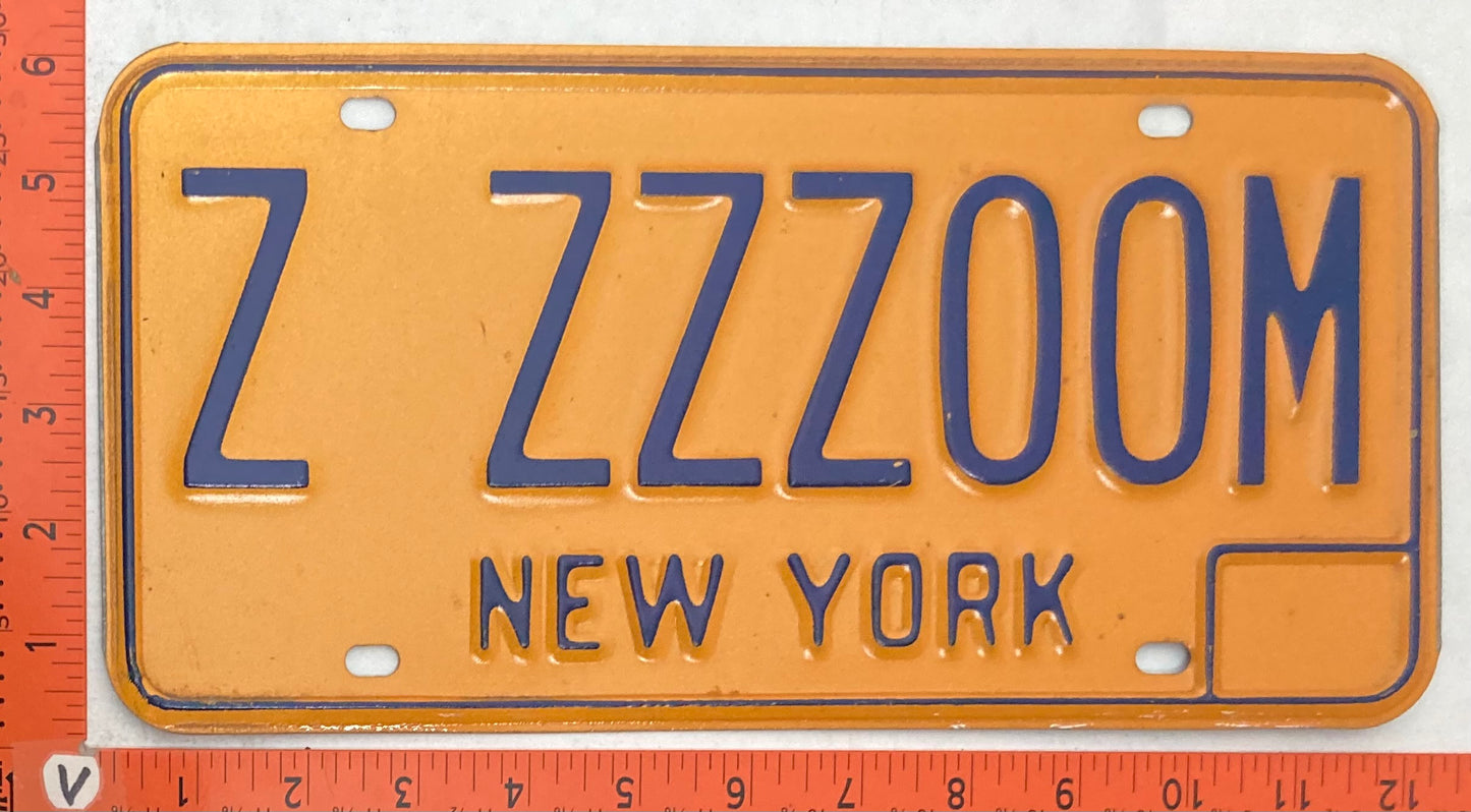 Undated New York #Z ZZZOOM Passenger License Plate