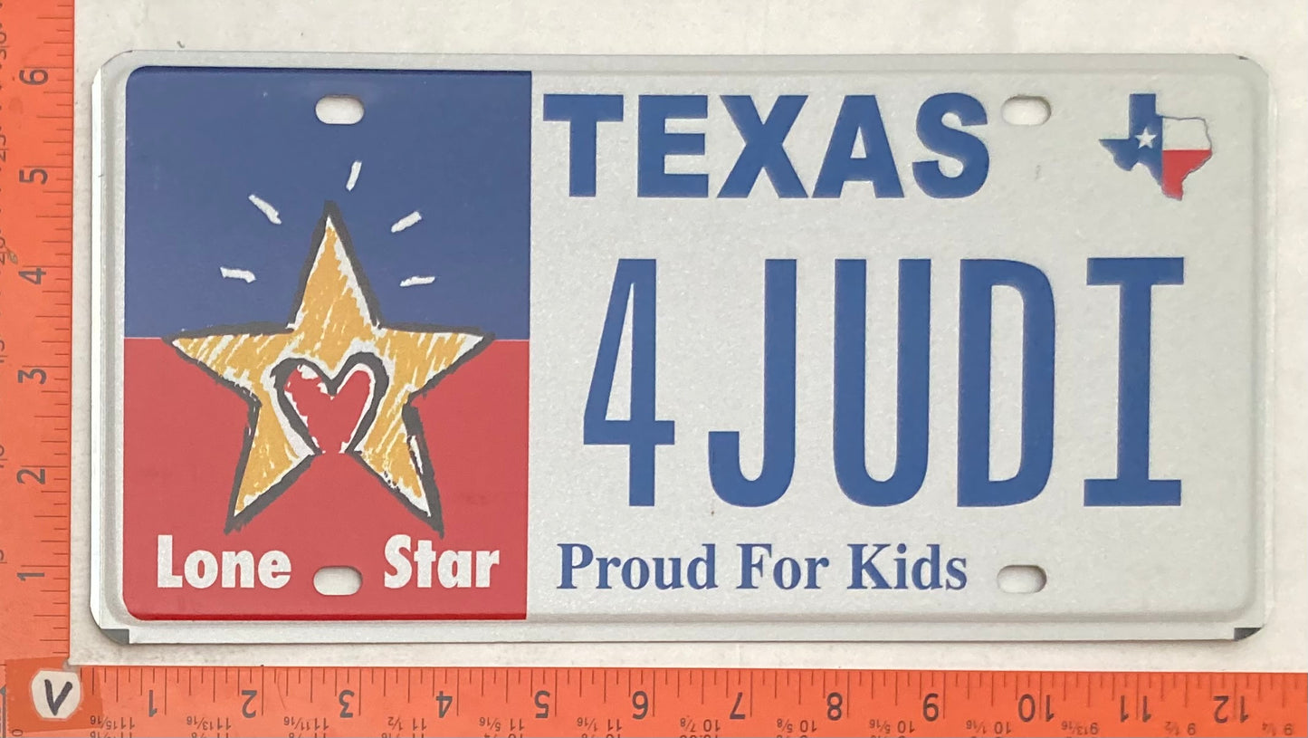 Undated Texas #4JUDI Passenger License Plate