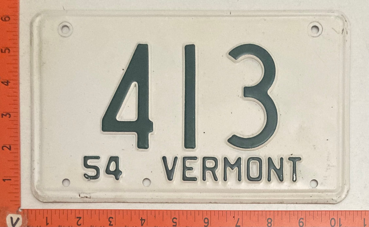1954 Vermont #413 Passenger License Plate