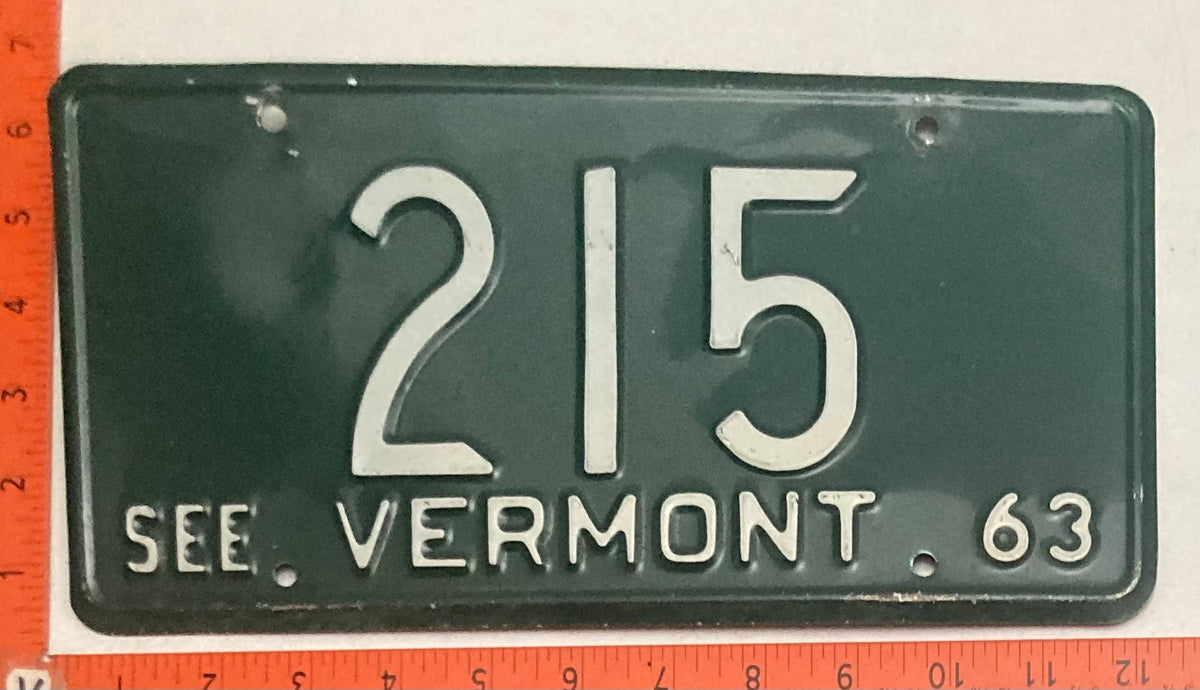 1963 Vermont #215 Passenger License Plate