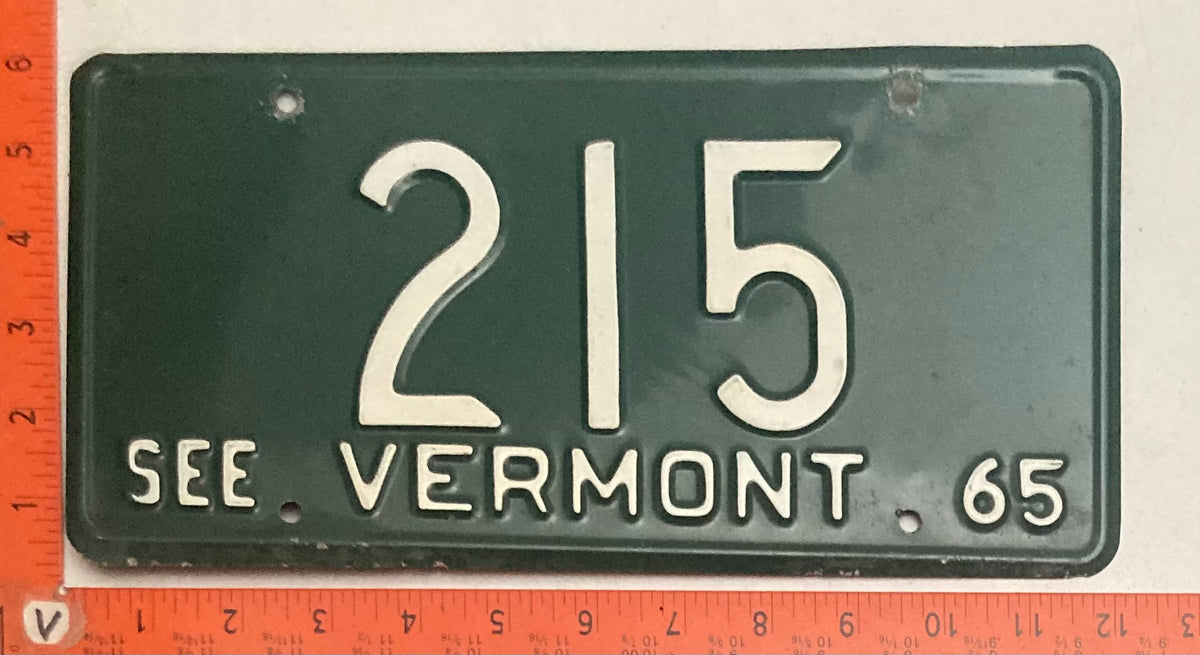 1965 Vermont #215 Passenger License Plate