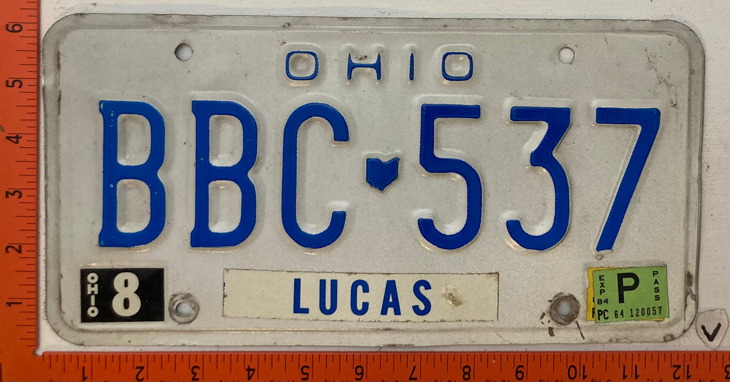 1984 Ohio #BBC-537 Passenger License Plate