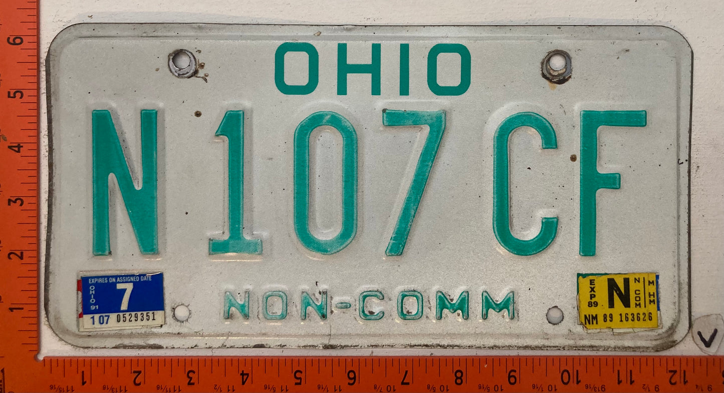 1991 Ohio #N 107 CF Non-Commercial License Plate