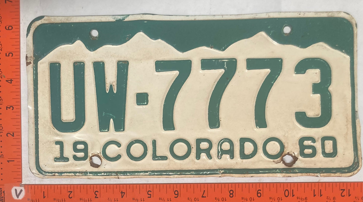 1960 Colorado #UW-7773 Passenger License Plate