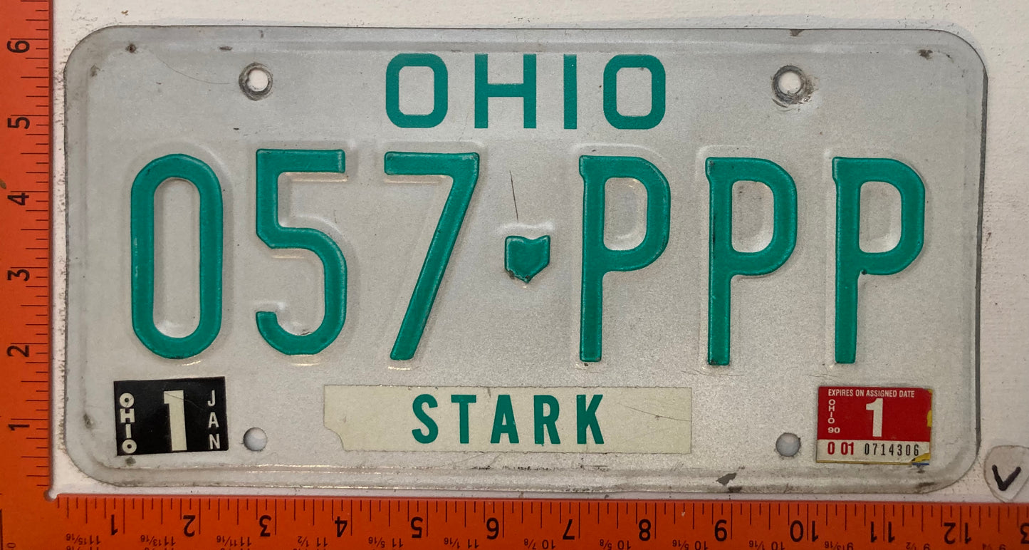1990 Ohio #057-PPP Passenger License Plate
