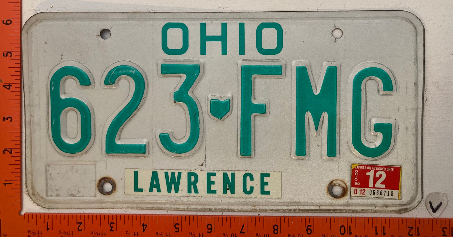 1990 Ohio #623-FMG Passenger License Plate