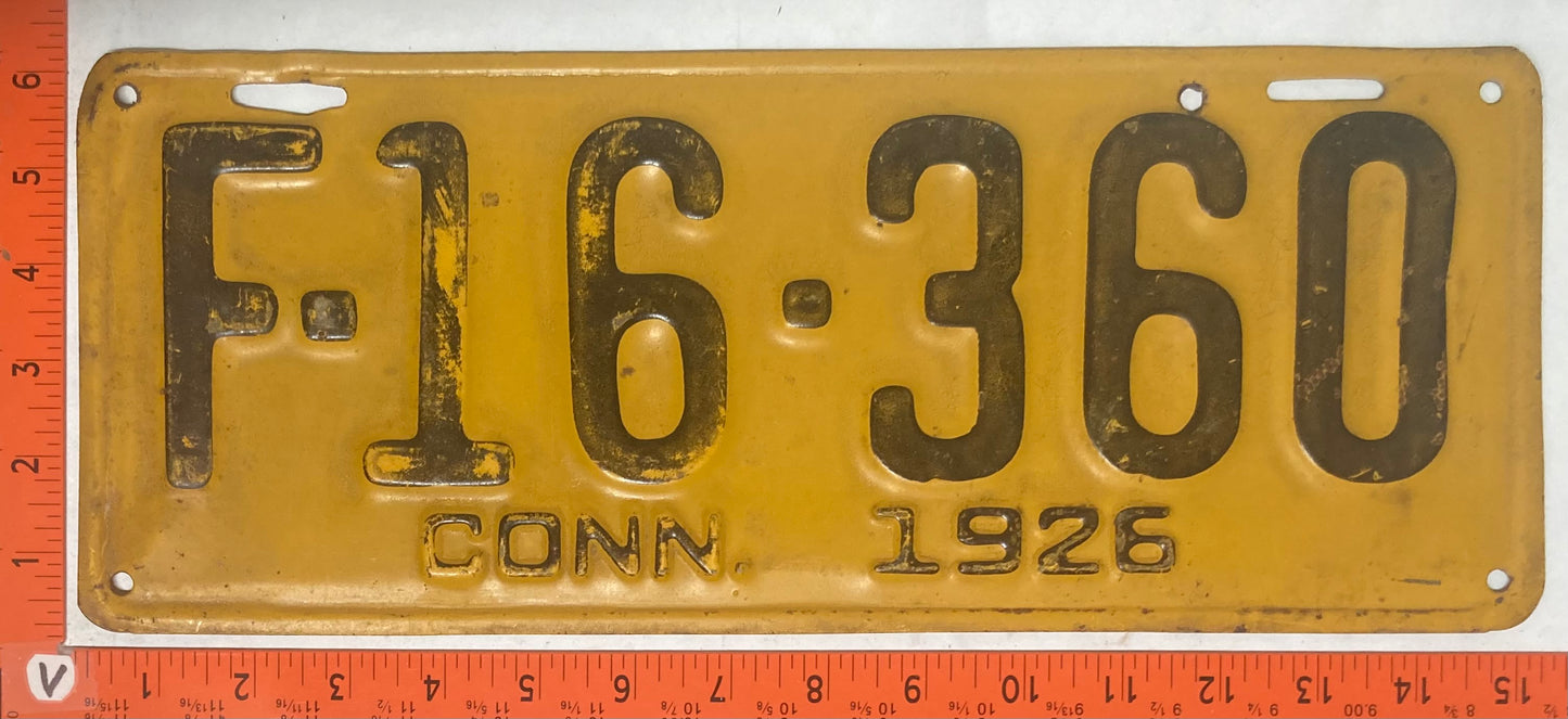 1926 Connecticut #F-16-360 Passenger License Plate