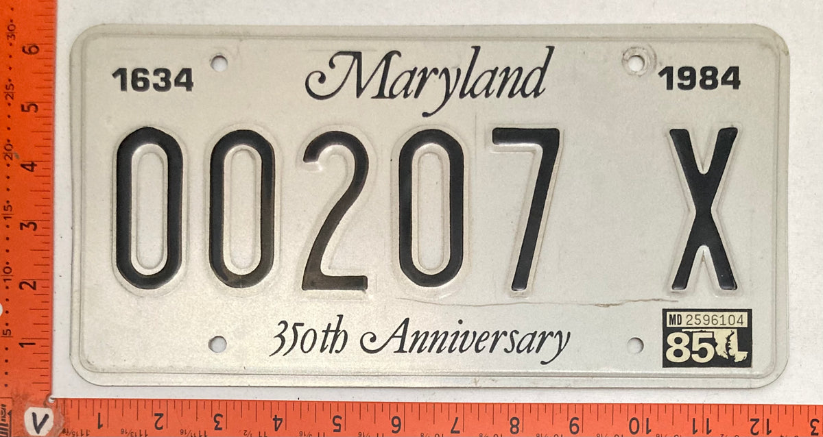 1985 Maryland #00207 X Multi-Purpose Vehicle License Plate