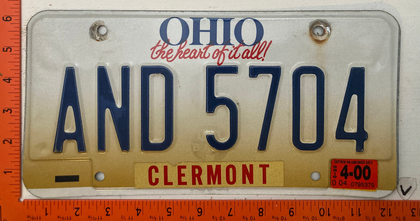 1997 Ohio #AND 5704 Passenger License Plate
