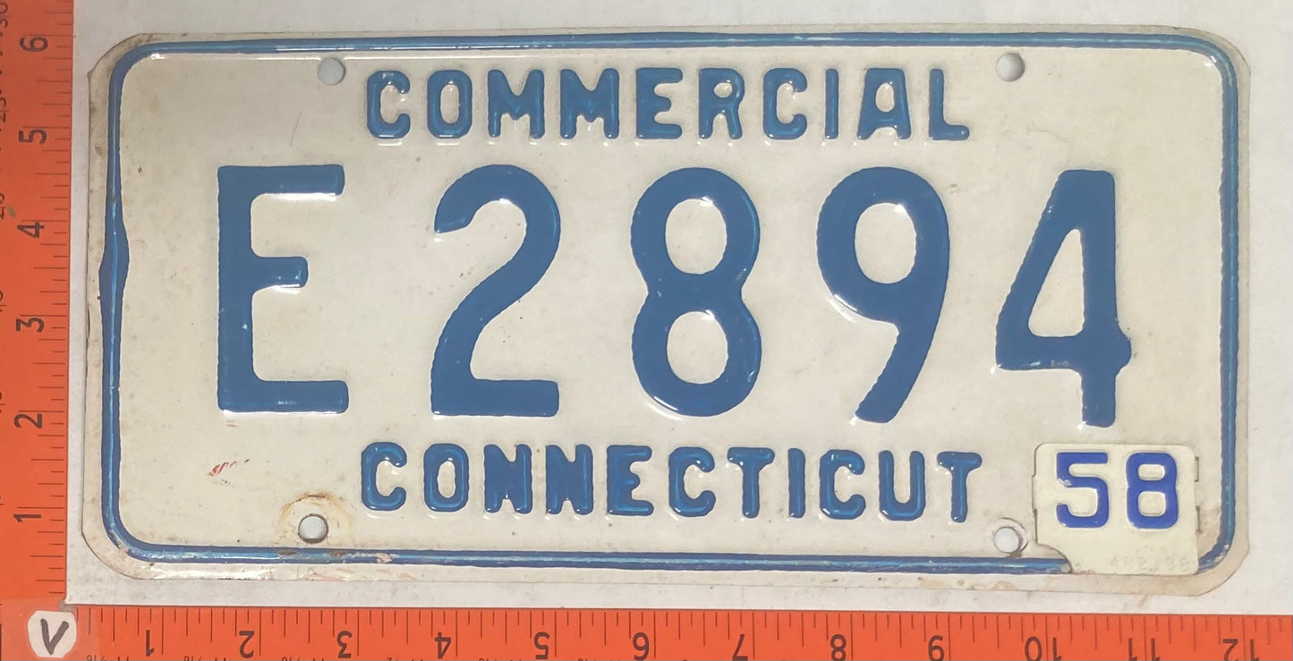 1958 Connecticut #E 2894 Commercial License Plate