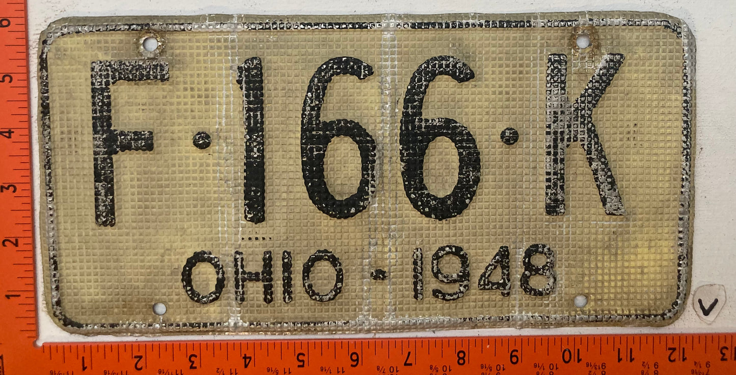 1948 Ohio #F-166-K Passenger License Plate