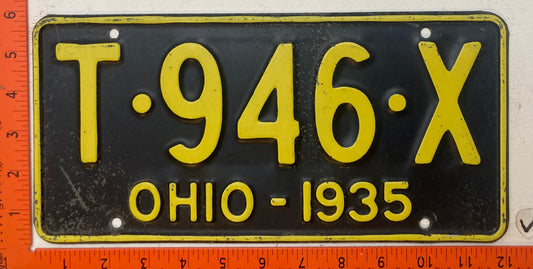 1935 Ohio #T-946-X Passenger License Plate