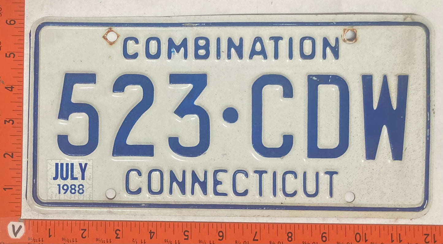1988 Connecticut #523-CDW Combination License Plate