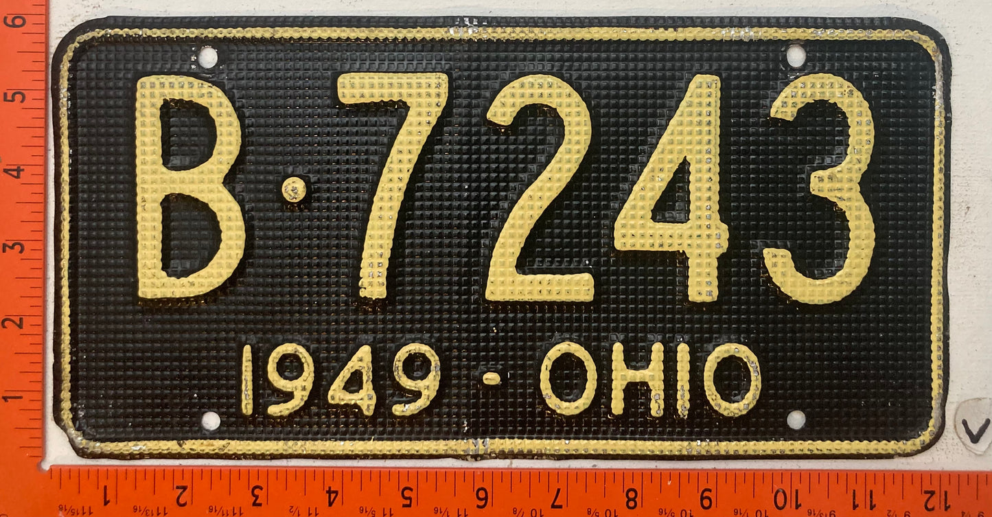 1949 Ohio #B-7243 Passenger License Plate