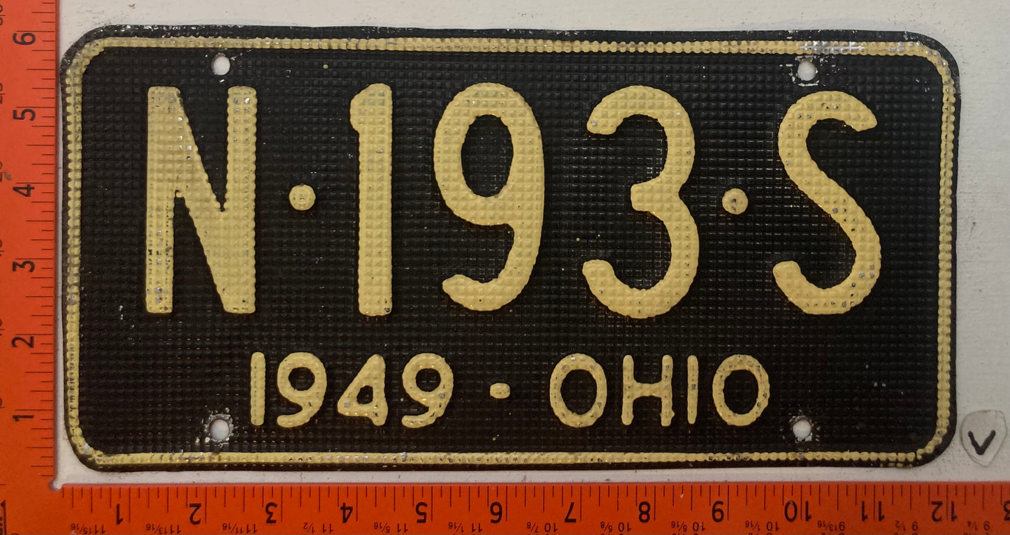 1949 Ohio #N-193-S Passenger License Plate