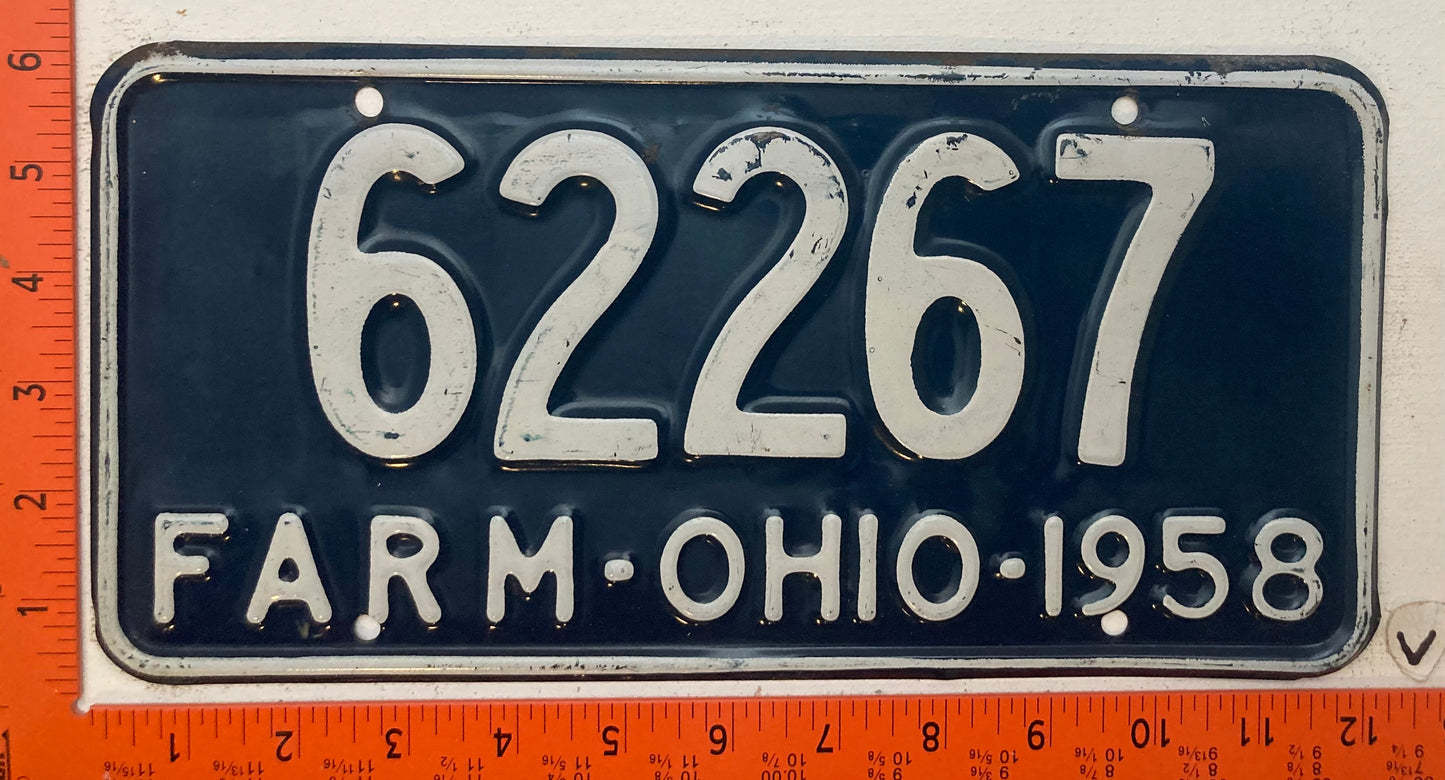 1958 Ohio #62267 Farm License Plate
