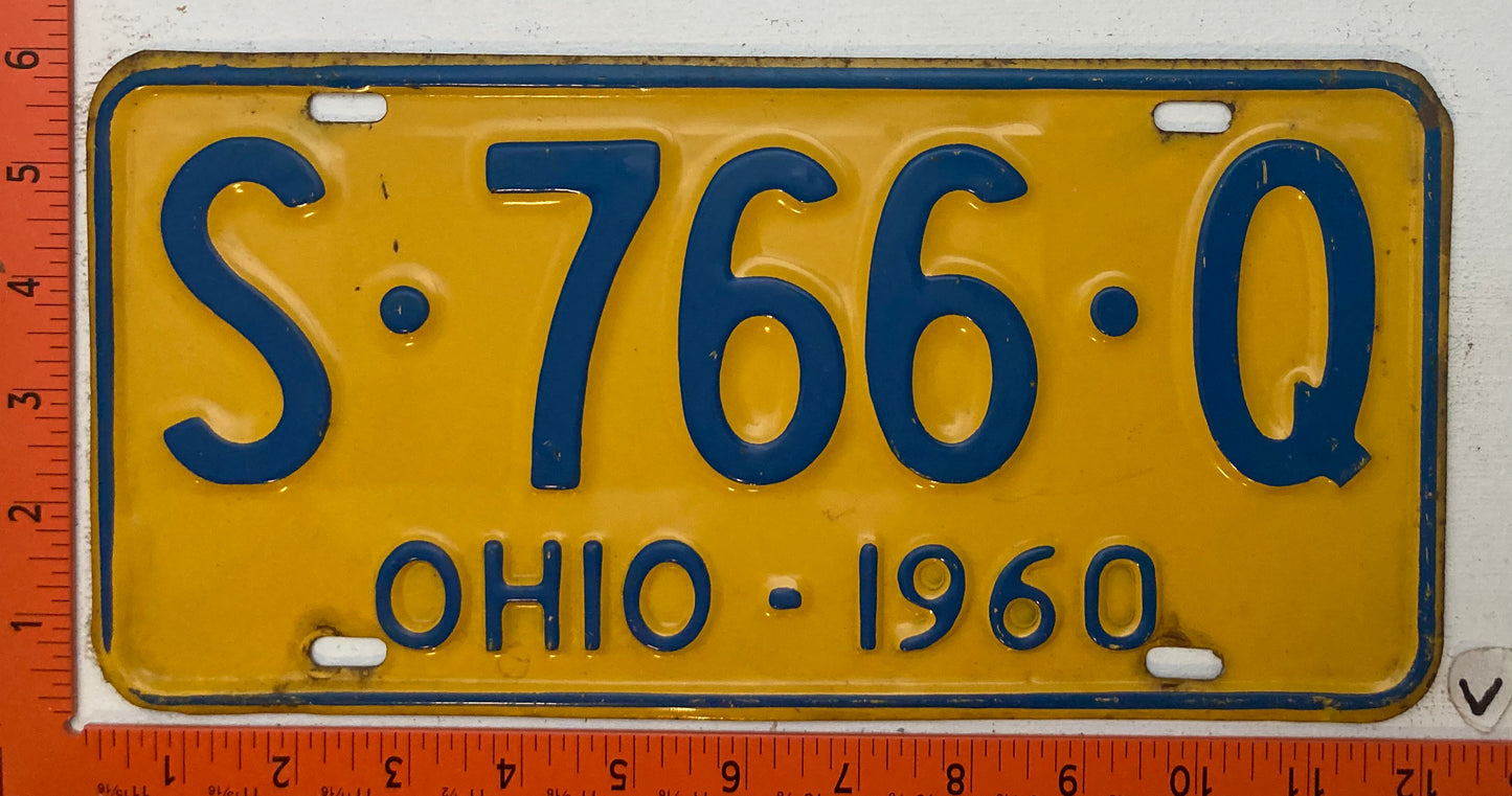 1960 Ohio #S-766-Q Passenger License Plate