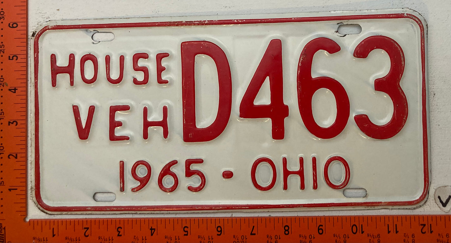 1965 Ohio #D463 House Vehicle License Plate