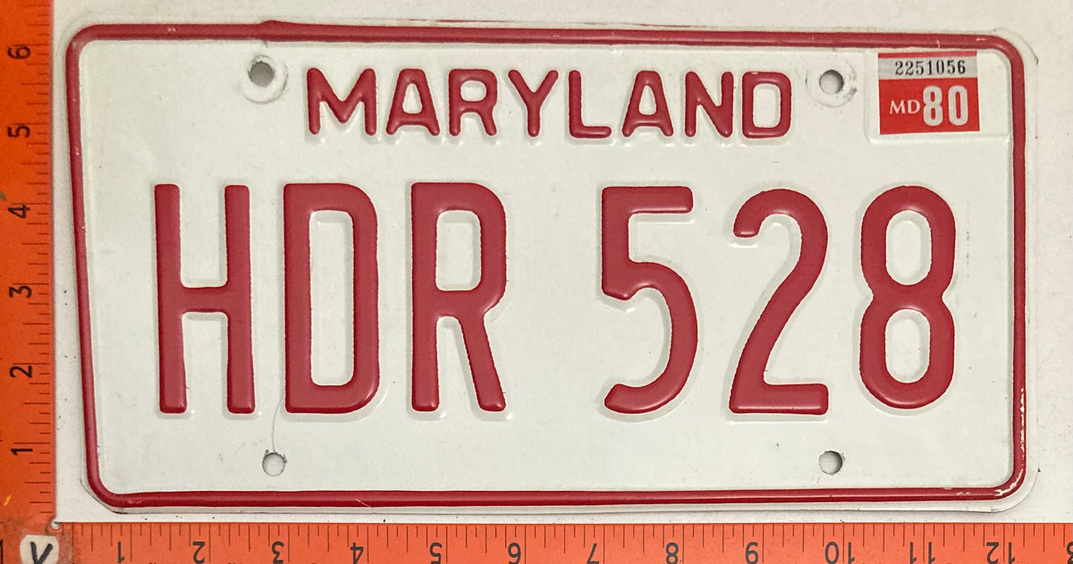 1980 Maryland #HDR 528 Passenger License Plate