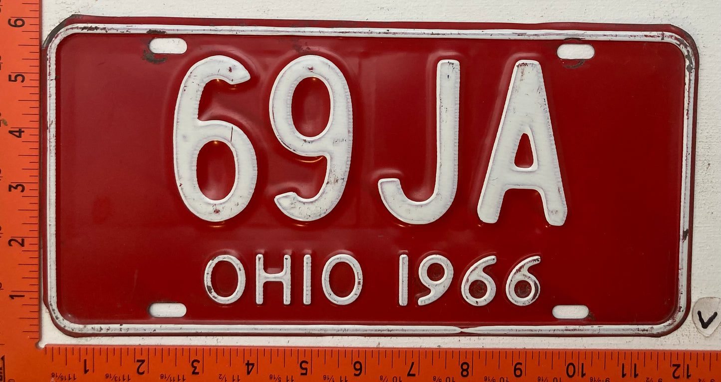 1966 Ohio #69JA Passenger License Plate