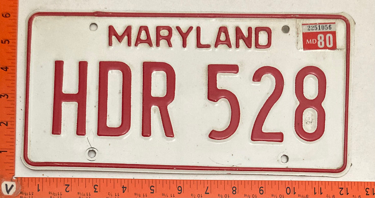1980 Maryland #HDR 528 Passenger License Plate