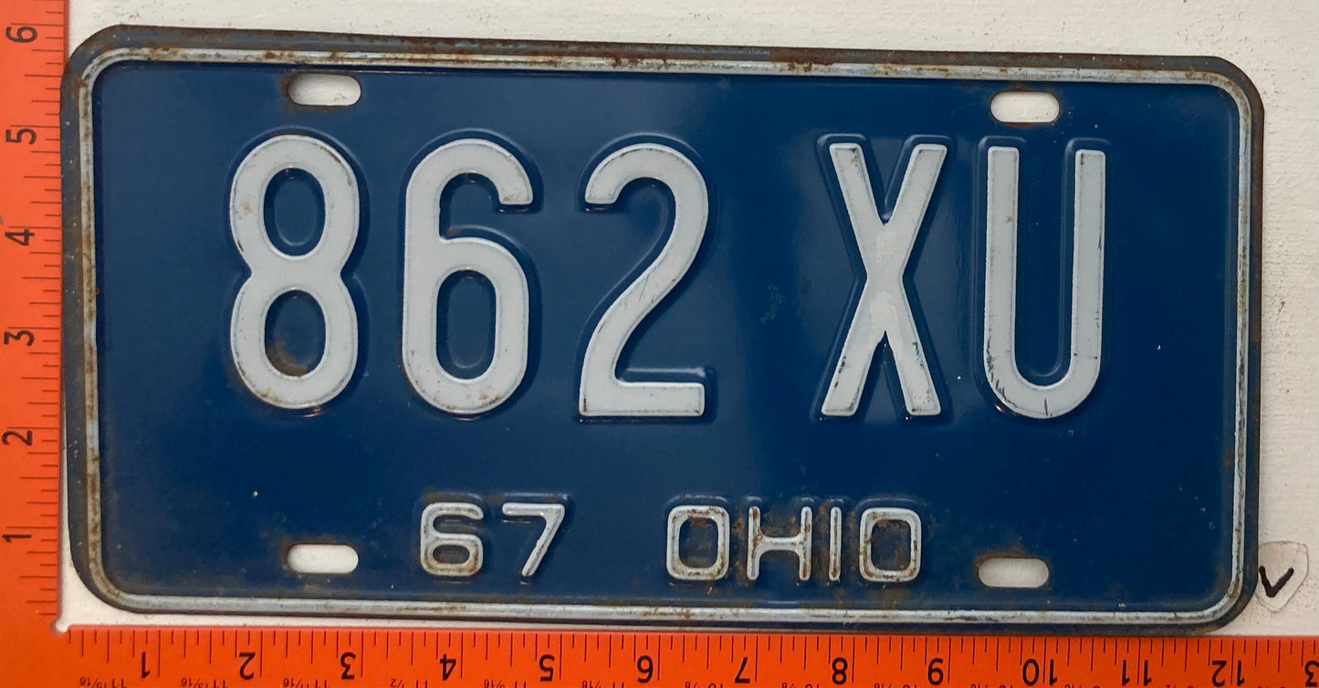 1967 Ohio #862 XU Passenger License Plate
