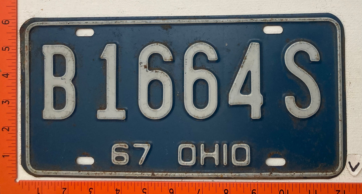 1967 Ohio #B1664S Passenger License Plate
