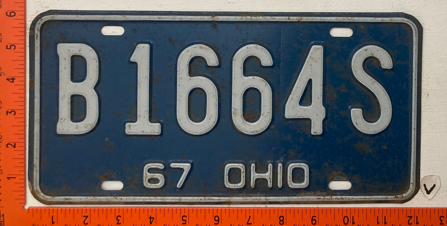 1967 Ohio #B1664S Passenger License Plate