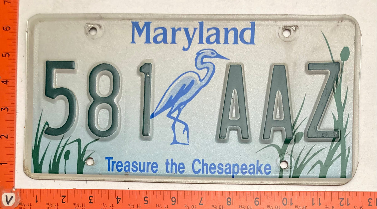 Undated Maryland #581 AAZ Treasure the Chesapeake License Plate