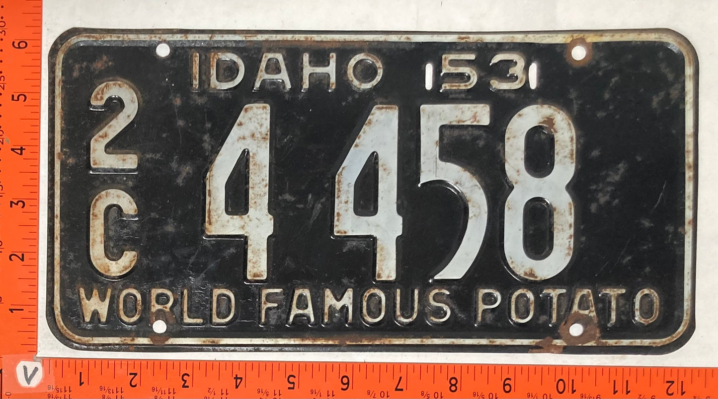 1953 Idaho #2/C 4 458 Passenger License Plate