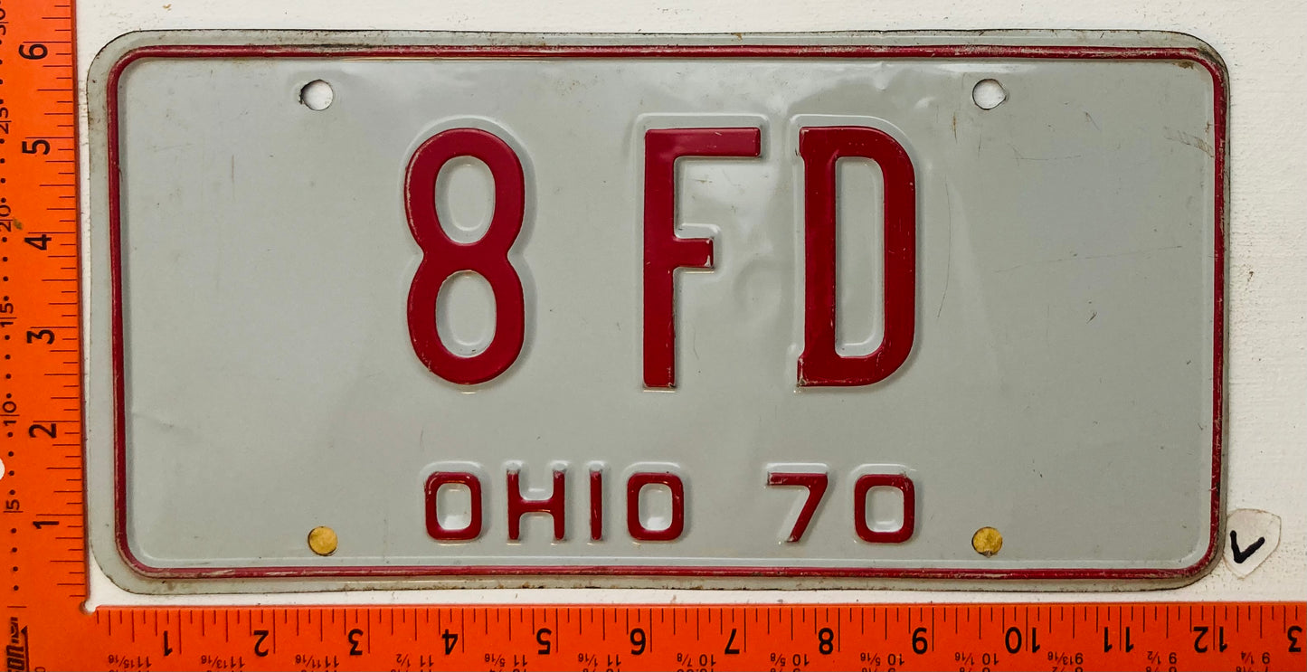 1970 Ohio #8 FD Passenger License Plate