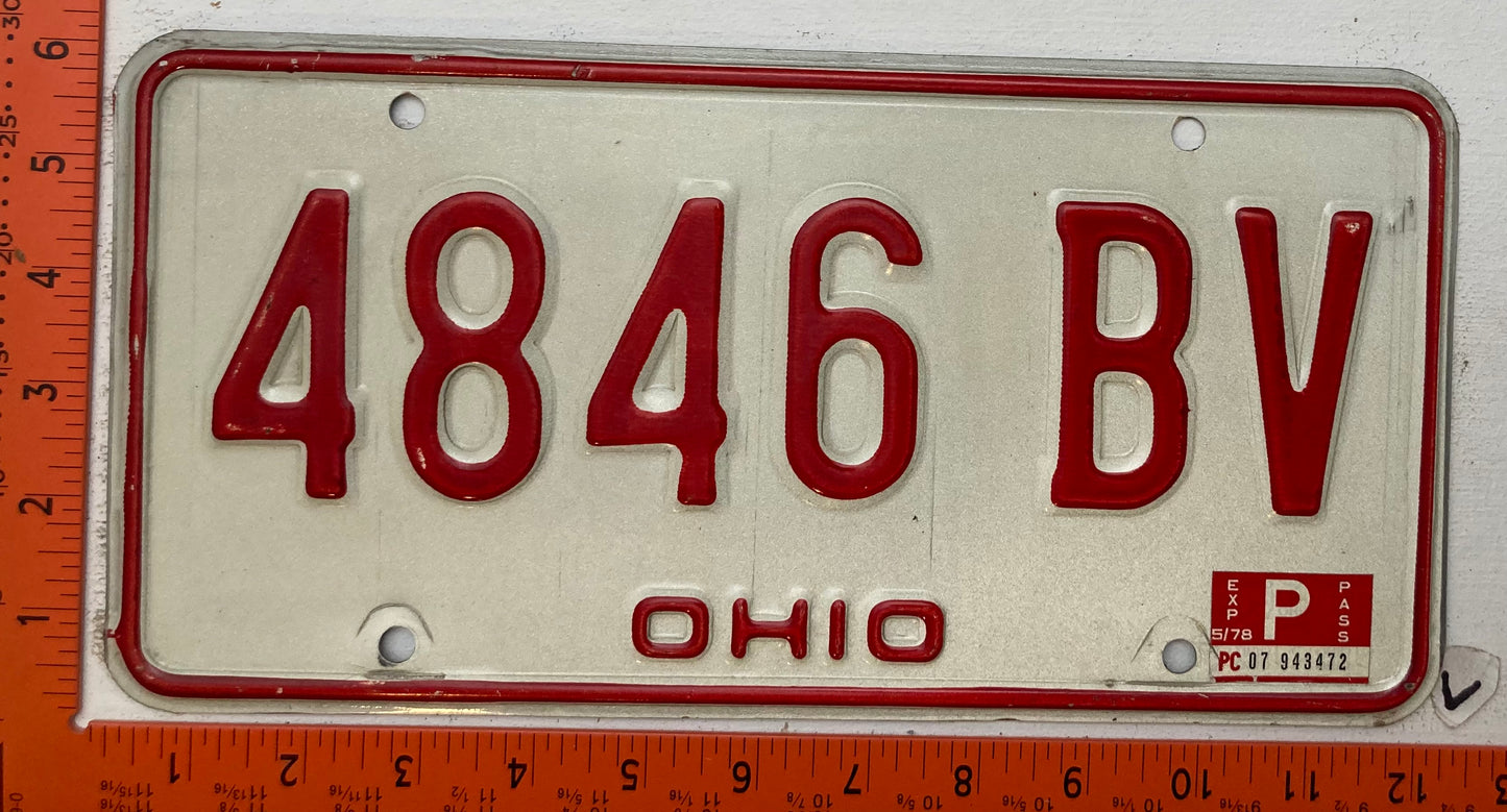 1978 Ohio #4846 BV Passenger License Plate