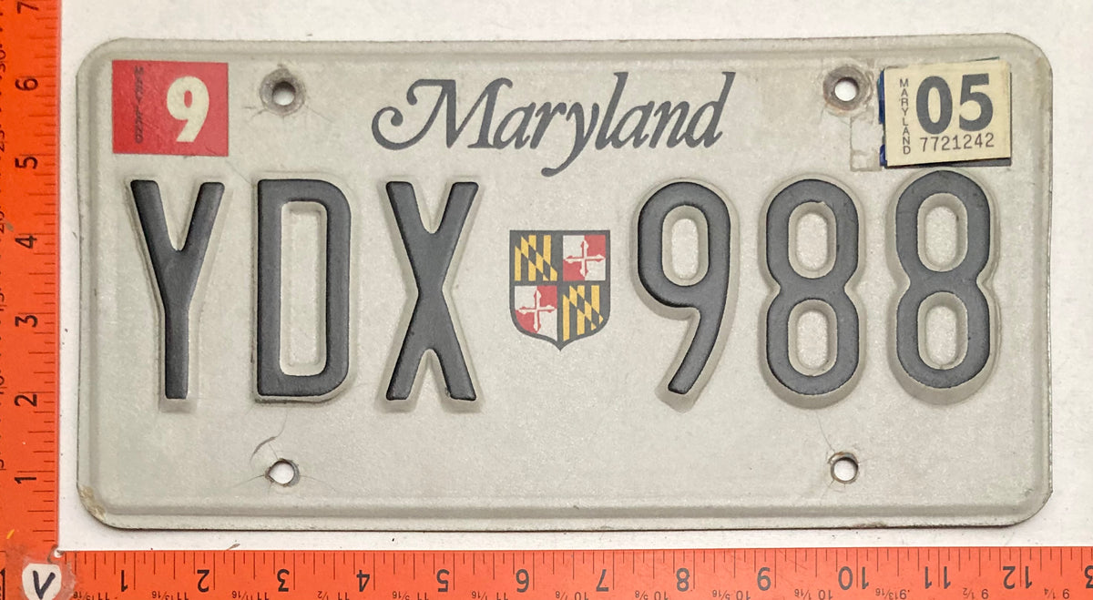 2005 Maryland #YDX 988 Passenger License Plate