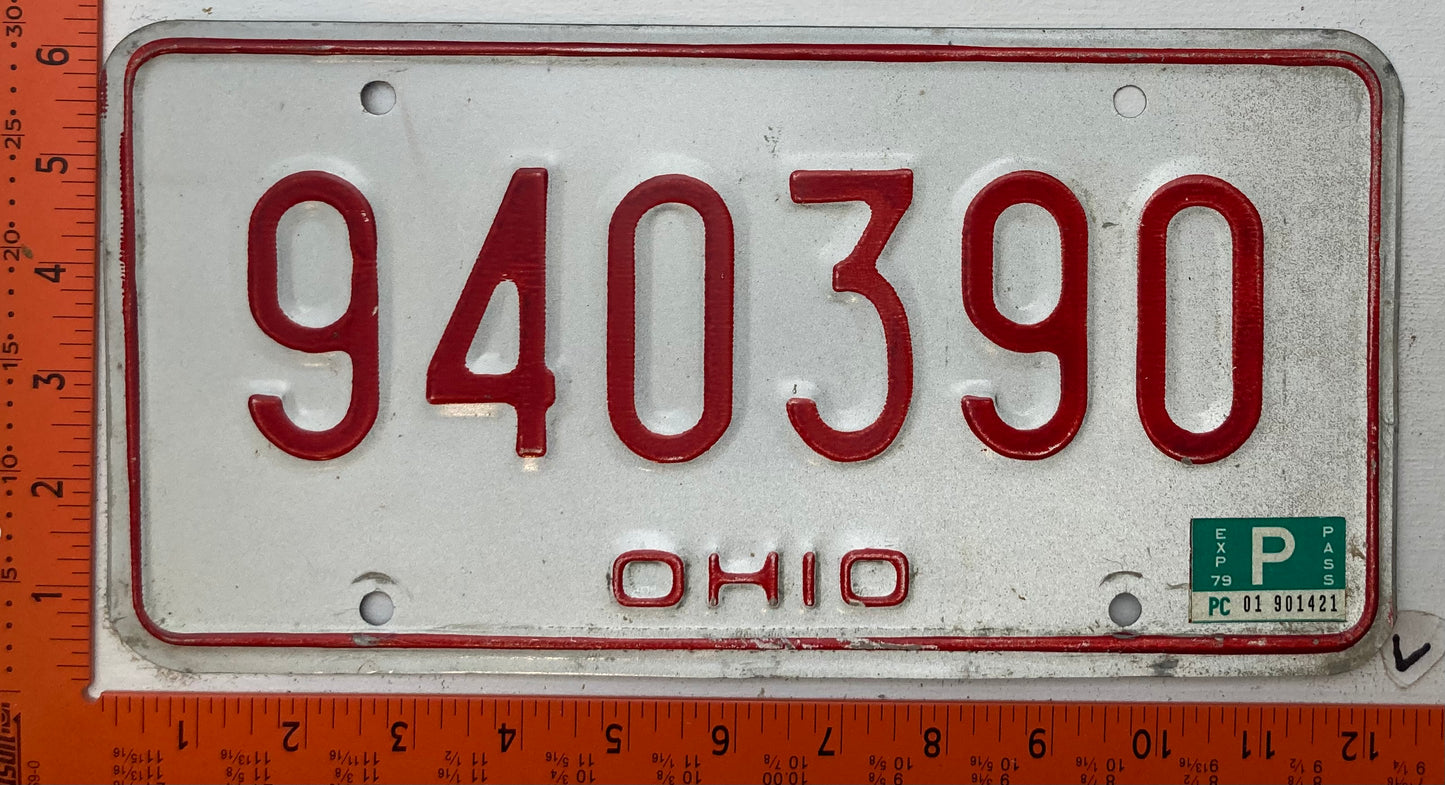 1979 Ohio #940390 Passenger License Plate