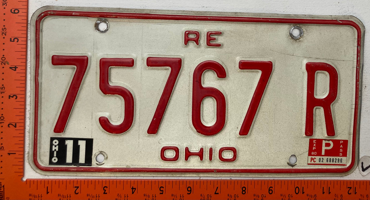 1980 Ohio #75767 R Passenger License Plate (Replacement)