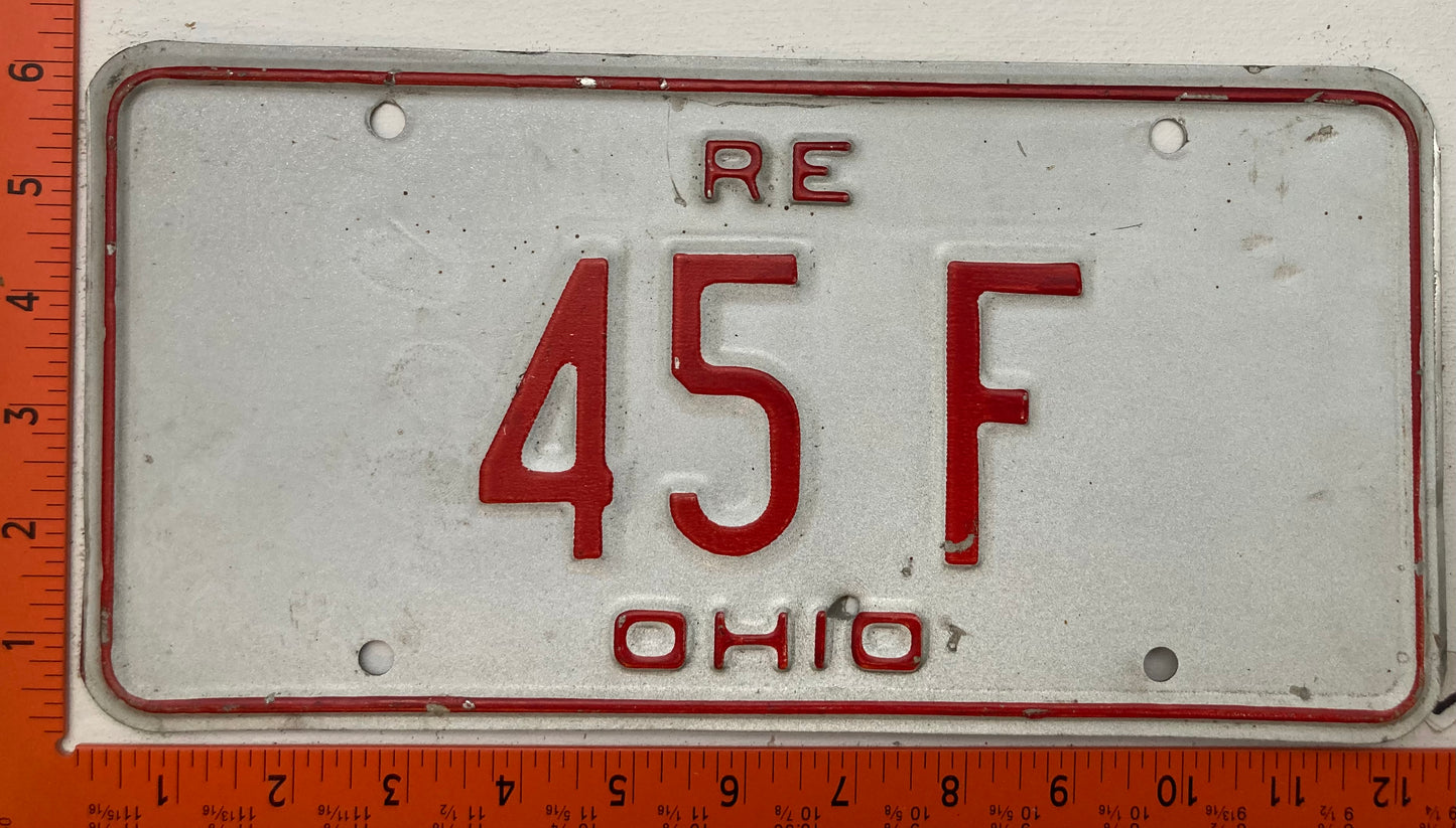 Undated Ohio #45 F Passenger License Plate (Replacement)