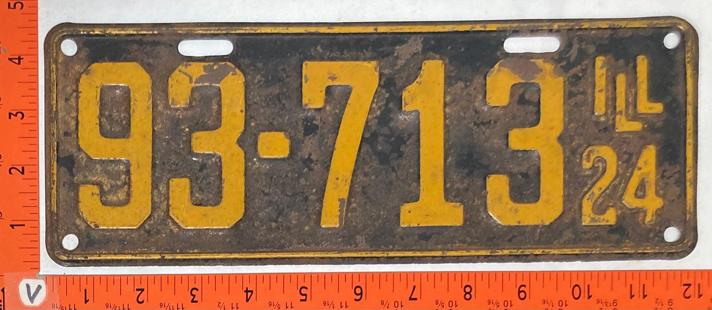 1924 Illinois #93-713 Passenger License Plate