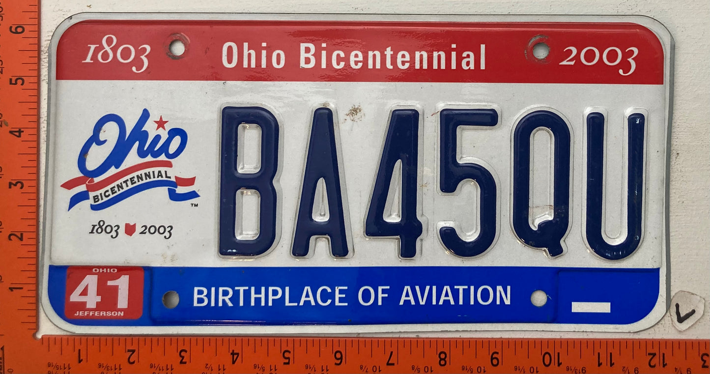 2003 Ohio #BA45QU Passenger License Plate