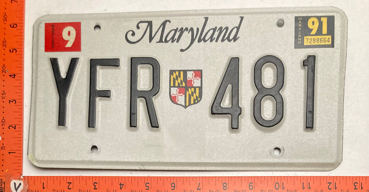 1991 Maryland #YFR 481 Passenger License Plate