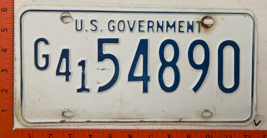 Undated United States Government #G/41 54890 Passenger License Plate