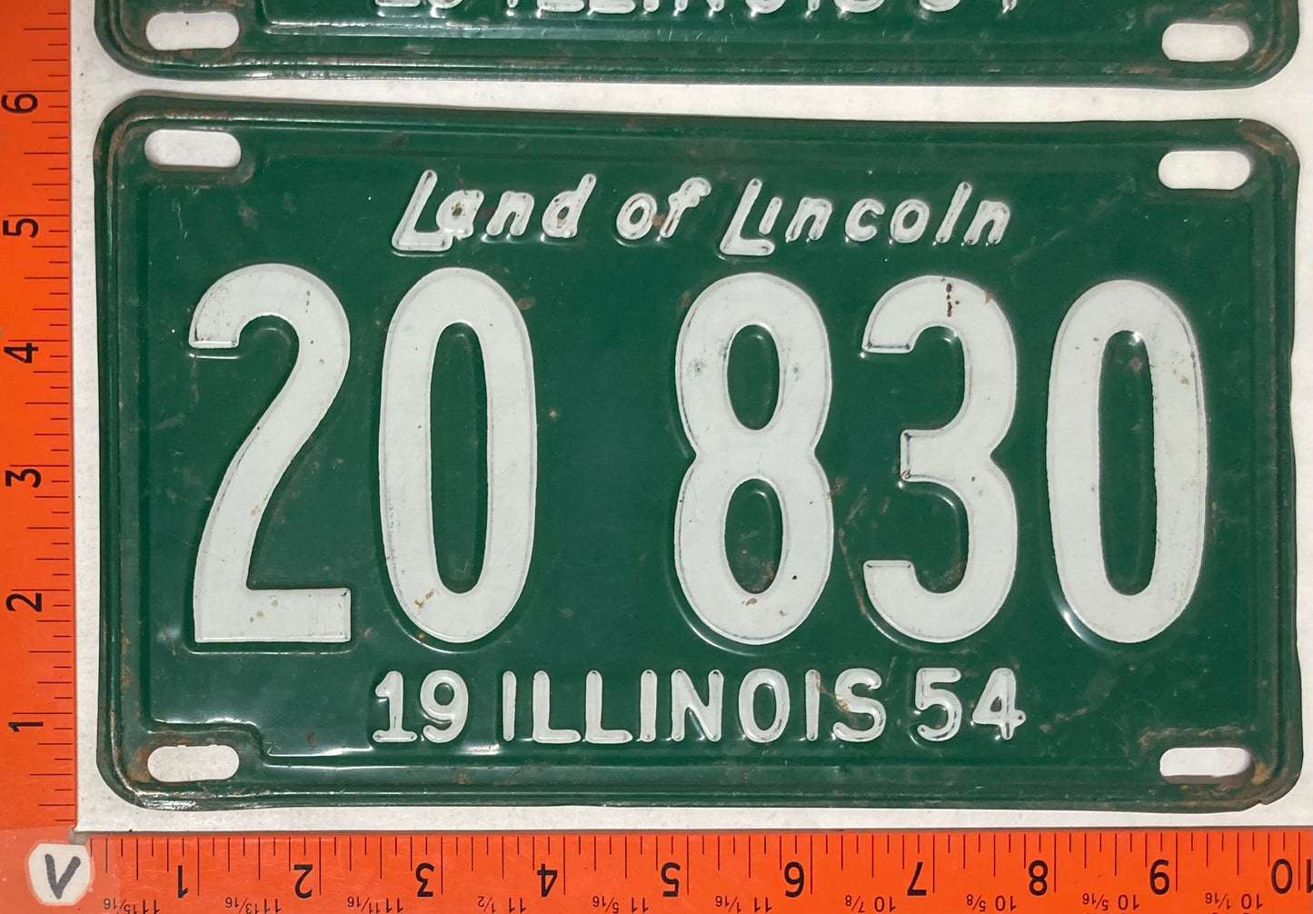 1954 Illinois #20 830 Passenger License Plate (Pair)